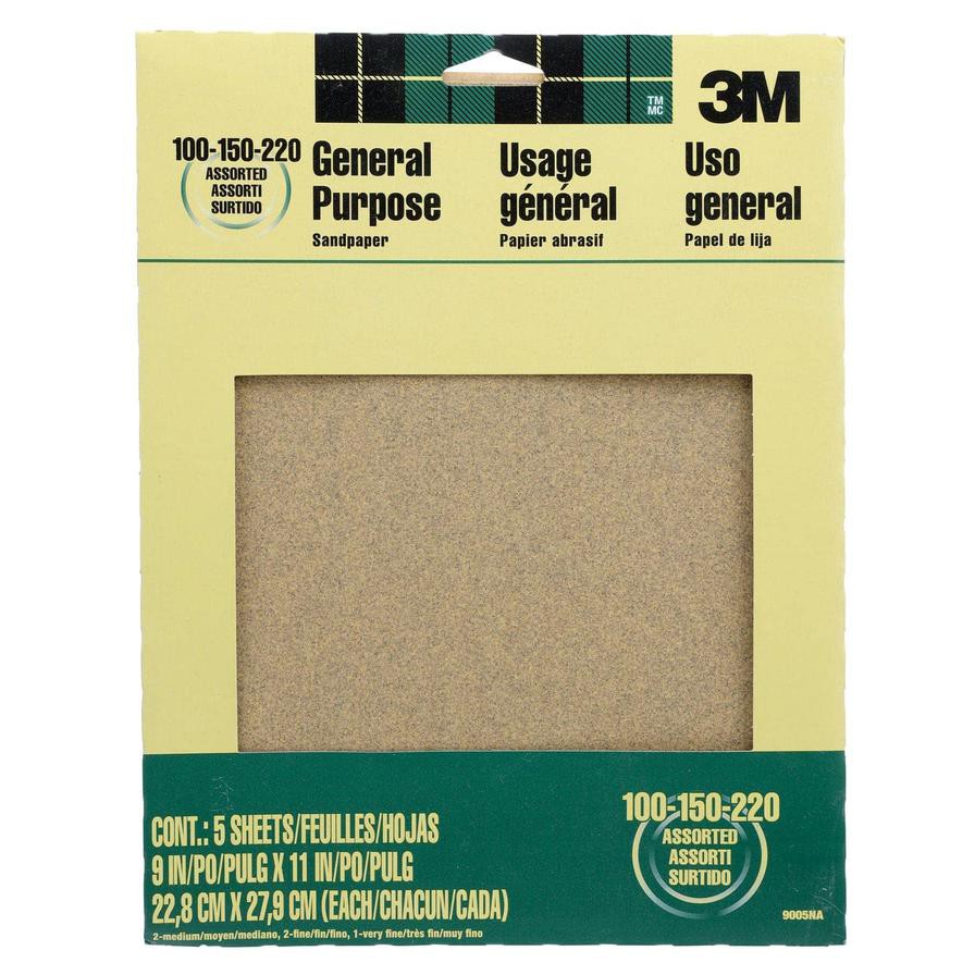 3M Aluminum Oxide Sandpaper, Assorted Grit Pack (22.8 x 27.9 cm, 5 Pc.)