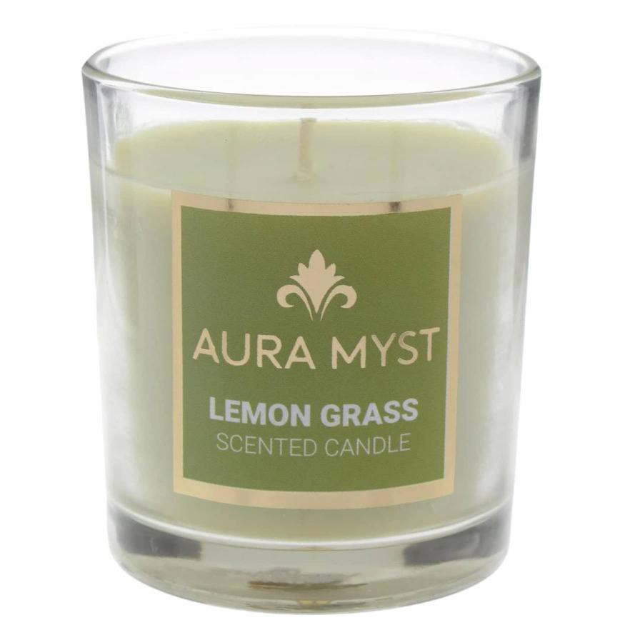 Aura Myst Glass Jar Candle W/Lid (128 g, Lemon Grass)