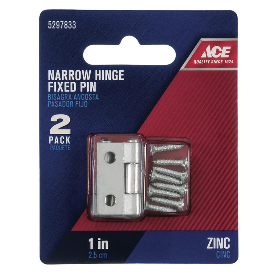 Ace Zinc-Plated Fixed Pin Narrow Hinge  (2.5 cm, 2 Pc.)