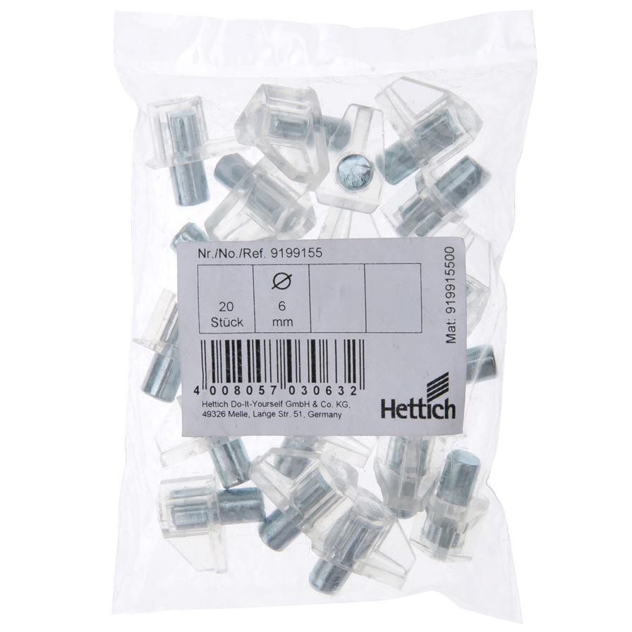 Hettich Shelf Support (6 mm, 20 pcs)