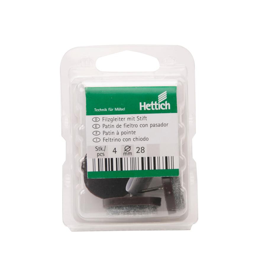 Hettich Felt Slide with Pin (Brown, 28 mm, Pack of 4)