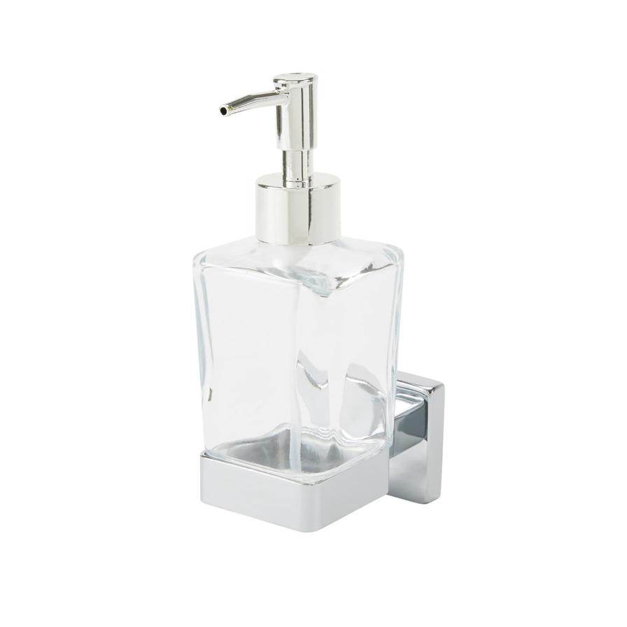 GoodHome Alessano Glass & Steel Wall-Mounted Soap Dispenser (64 x 185 x 95 mm)