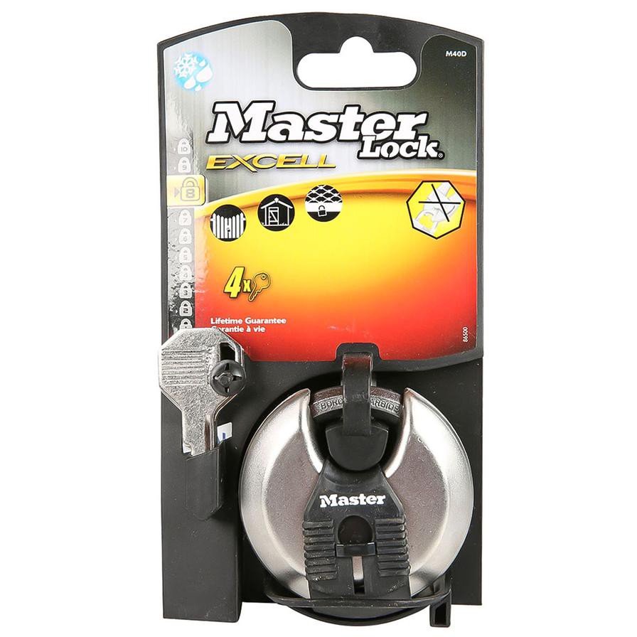 Master Lock Excell Discus Padlock with Shrouded Shackle (70 mm, Silver)