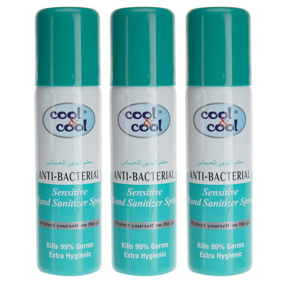 Cool & Cool Sensitive Hand Sanitizer Spray (60 ml, 3 Pc.)