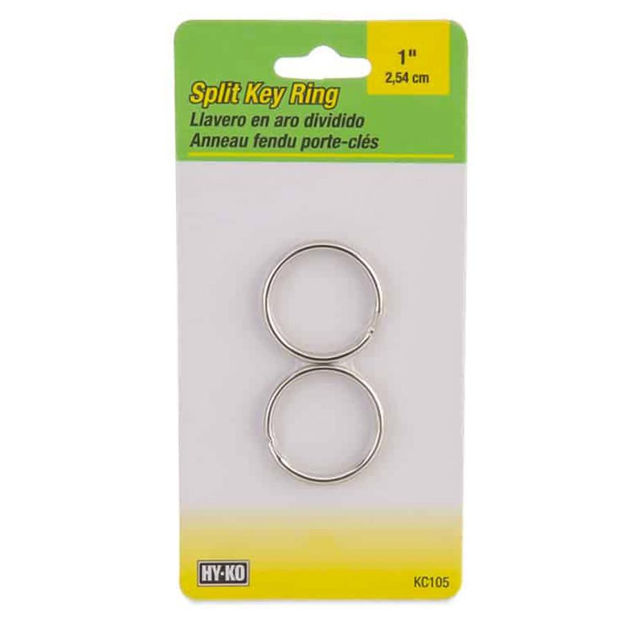 Hy-Ko Split Steel Key Ring (2.5 cm, Pack of 2, Silver)