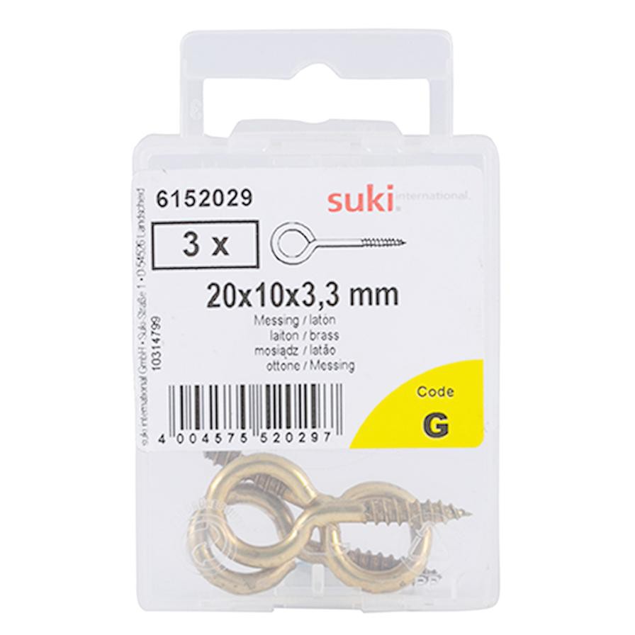 Suki 6152029 Round Head Eye Bolts (20 x 10 x 3.3 mm, Pack of 3)