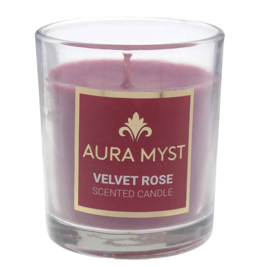 جرة شمعة زجاجية بغطاء أورا ميست (برائحة الورد الجوري، 128 جرام)