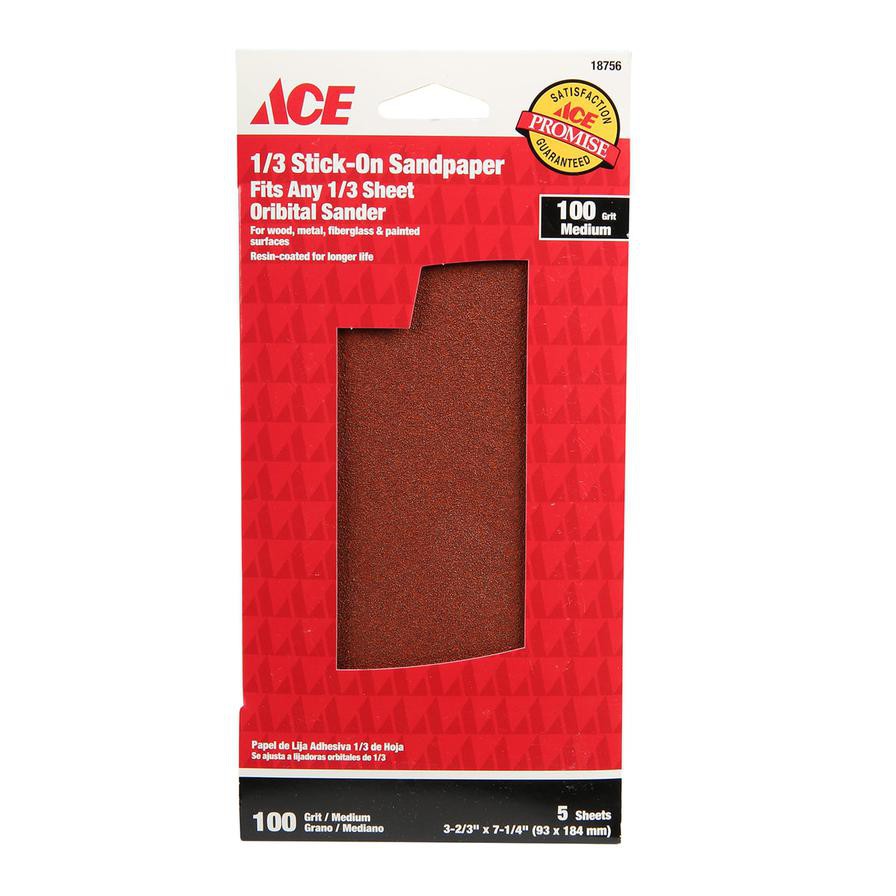 ACE 1/3 Stick-on Sandpaper (Pack of 5)