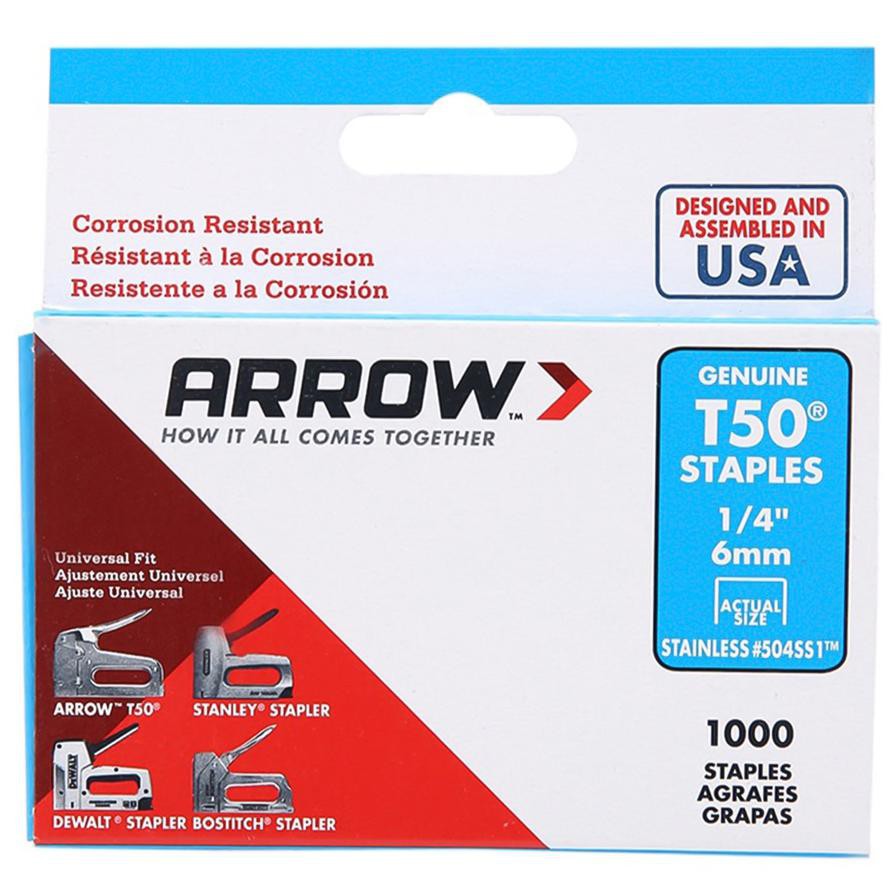 Arrow T50 Staple Pack (0.6 cm, Pack of 1000, Silver)