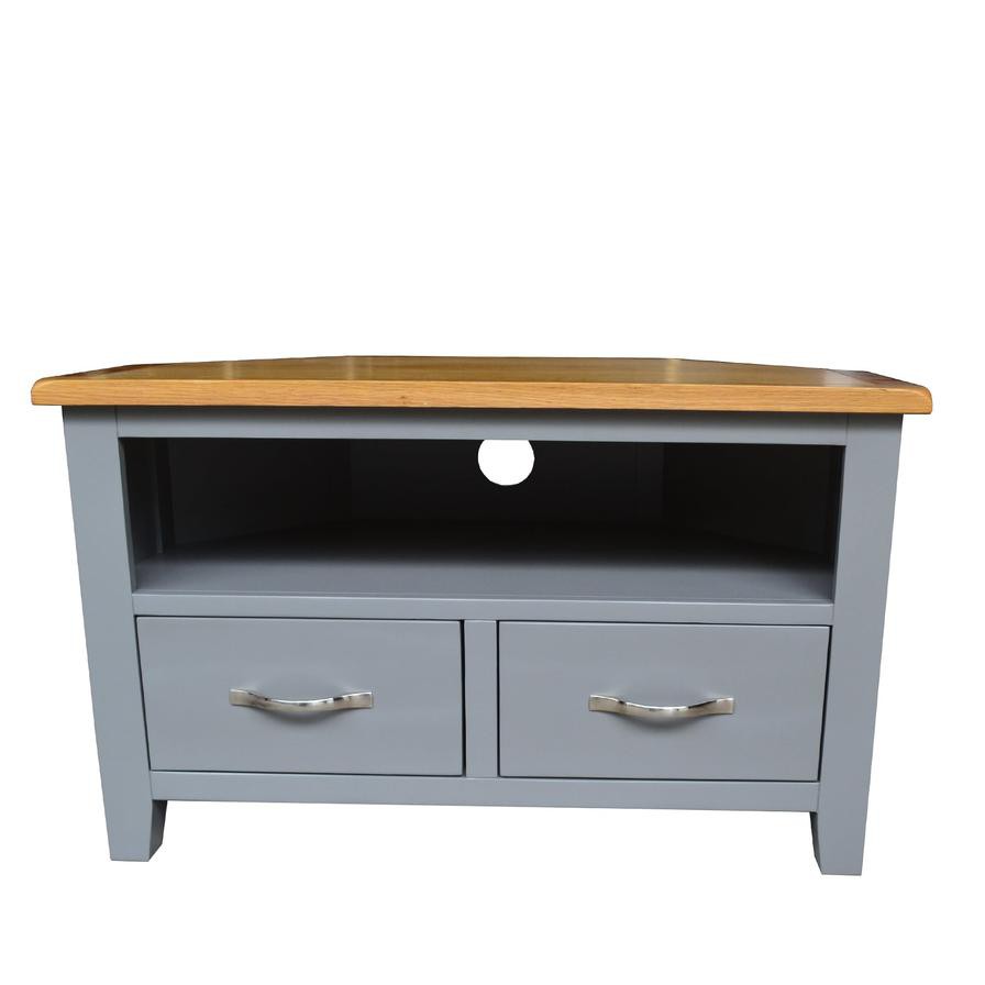 Harrogate MDF & Oak Corner TV Unit (80 x 44 x 48 cm, Small)