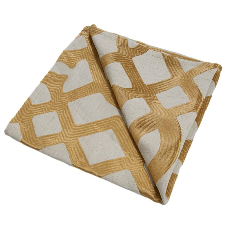 Living Space Lux Table Napkin (46 x 46 cm, Cream & Gold, 4 Pc.)