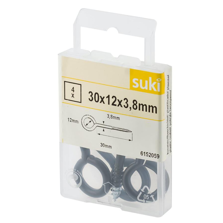 Suki Steel Eye Screw Pack (3 x 1.2 x 0.38 cm, 18 Pc.)