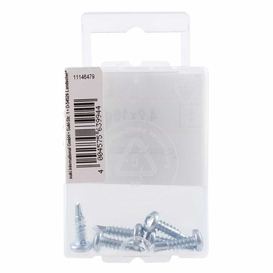 Suki DIN 7504M Zinc Plated Tapping Screws Pack (4.2 x 16 mm, 6 Pc.)