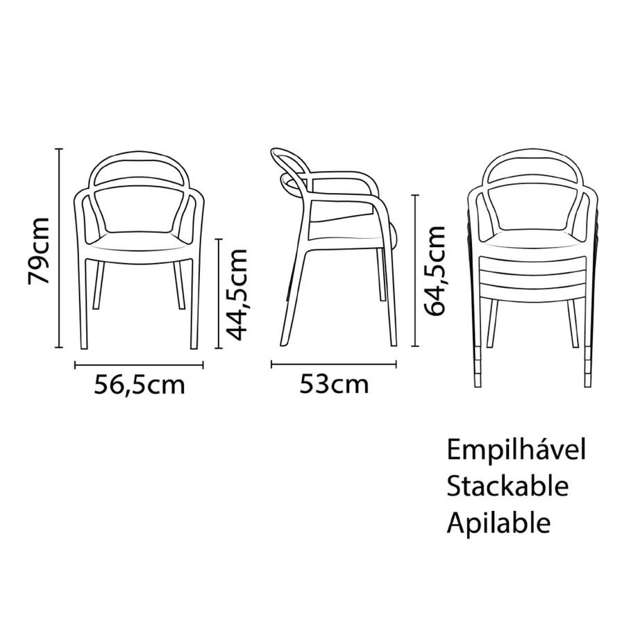 Tramontina Sissi Summa Polypropylene & Fiberglass Hollow Back Armchair (56.5 x 79 x 53 cm)