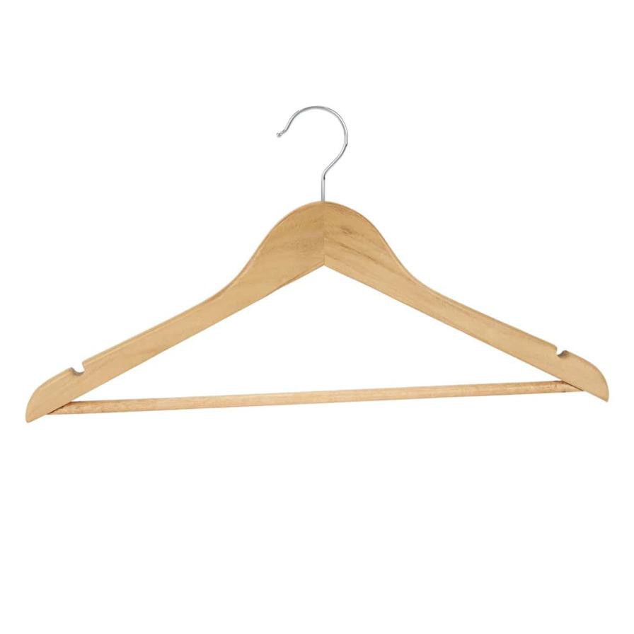 Wooden Flat Hanger W/ Round Bar (44.5 cm, 8 pcs)