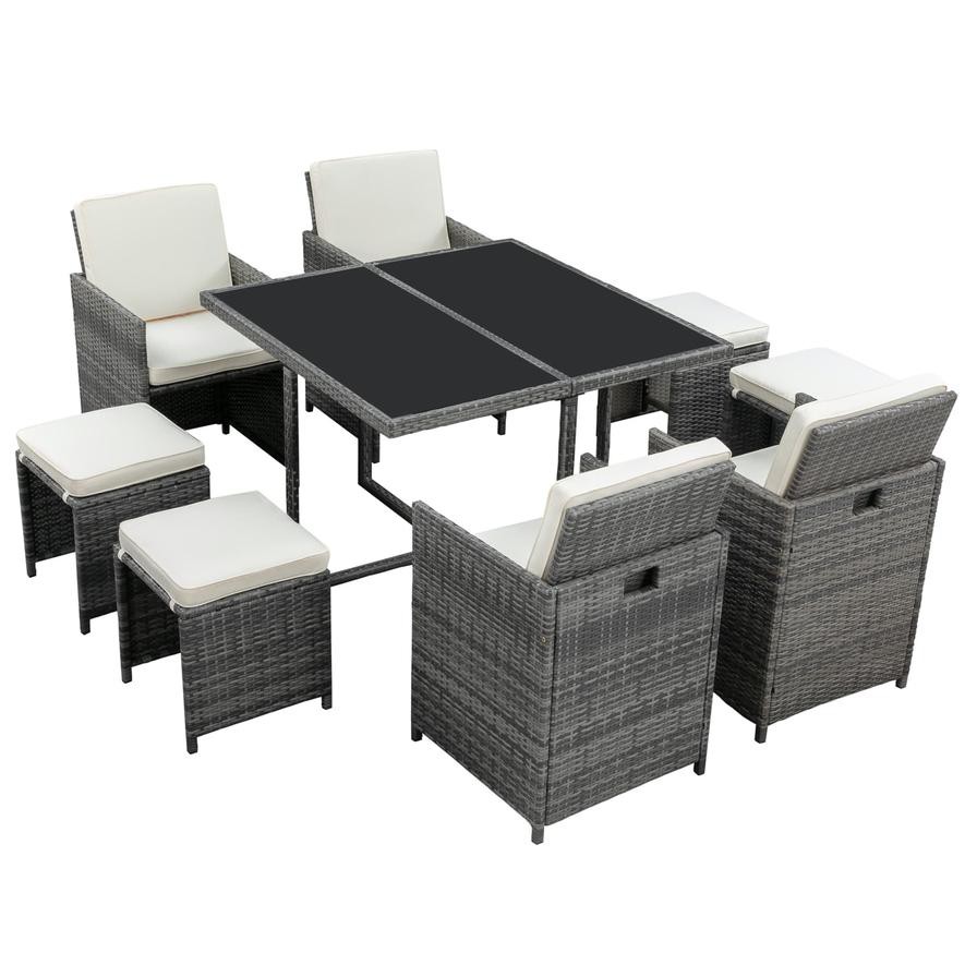 Bali 4-Seater Steel Wicker Cube Dining Set W/Cushions Generic (9 pcs)