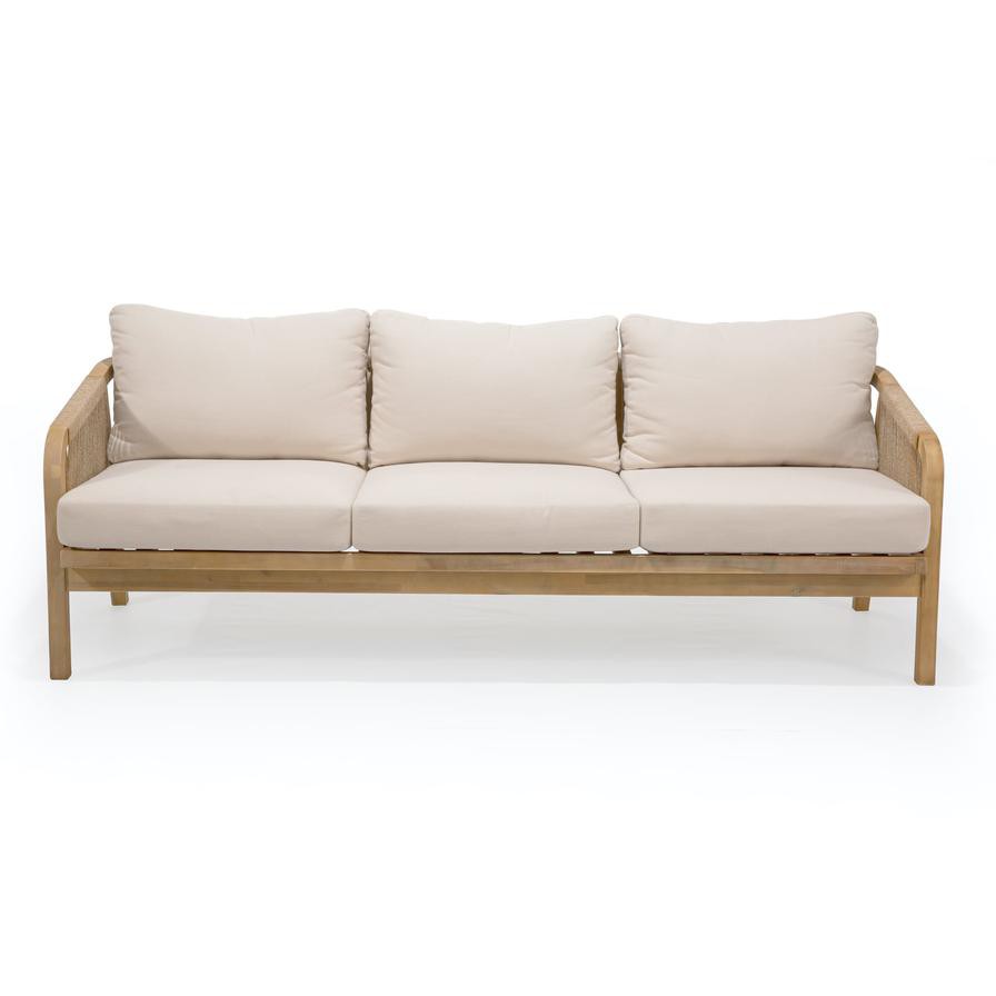 Rimini 3-Seater Acacia Wood Sofa W/Cushions Generic (79.5 x 203 x 68.5 cm