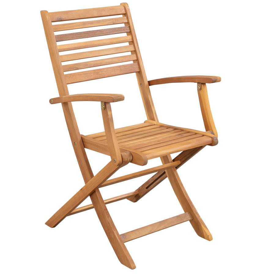 Kingston Acacia Wood Folding Chair W/Armrests Generic (61.5 x 56 x 90 cm, 2 Pc.)