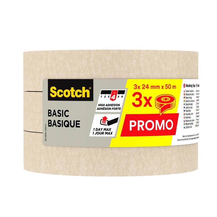 3M Scotch Basic Masking Tape Pack (2.4 x 5000 cm, 3 Pc.)