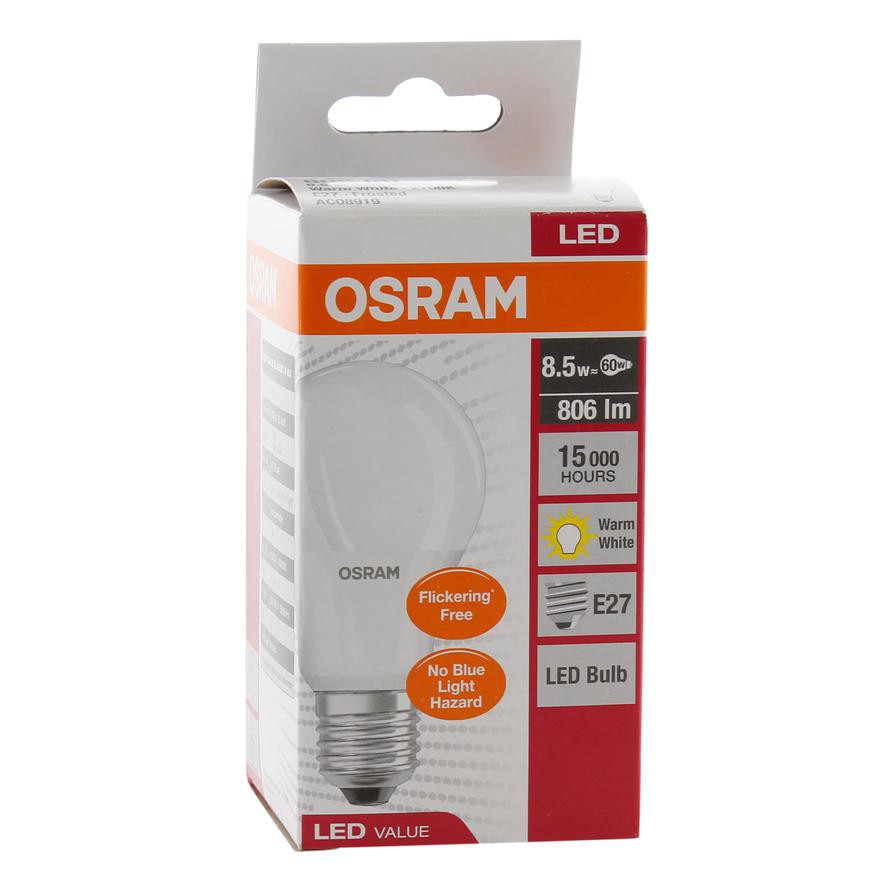 Osram Class A60 E27 LED Bulb (8.5 W, Warm White)