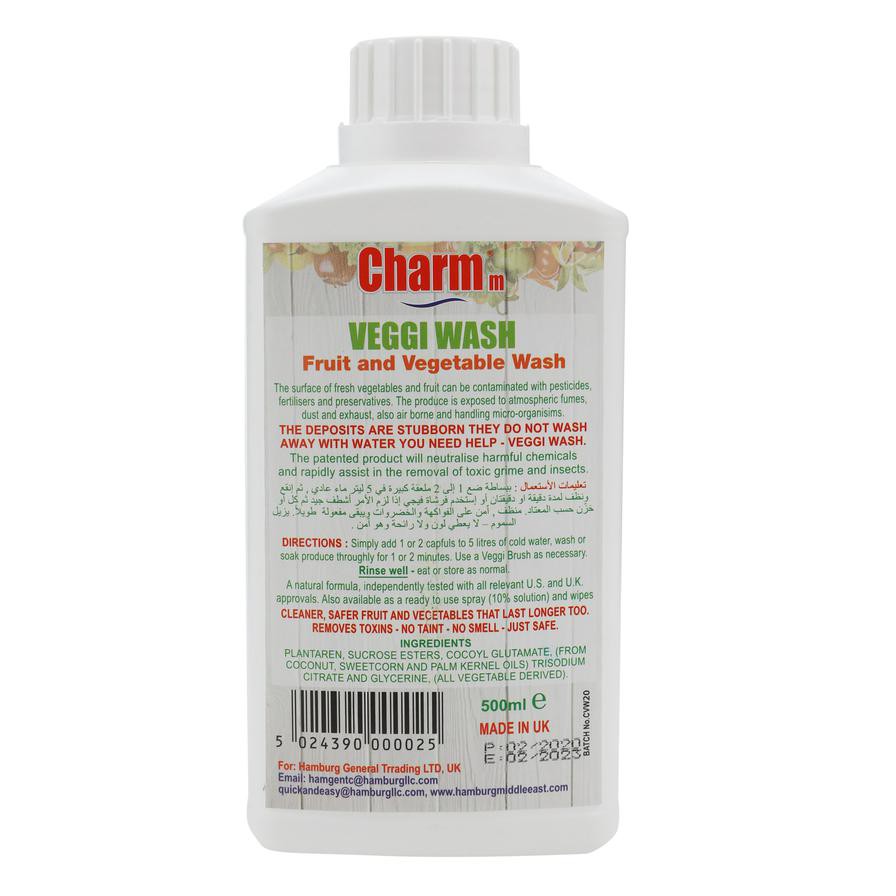 Charmm Vegi Wash Fruit Too Fruit, Vegetable & Fruit Wash Concentrate (500 ml)