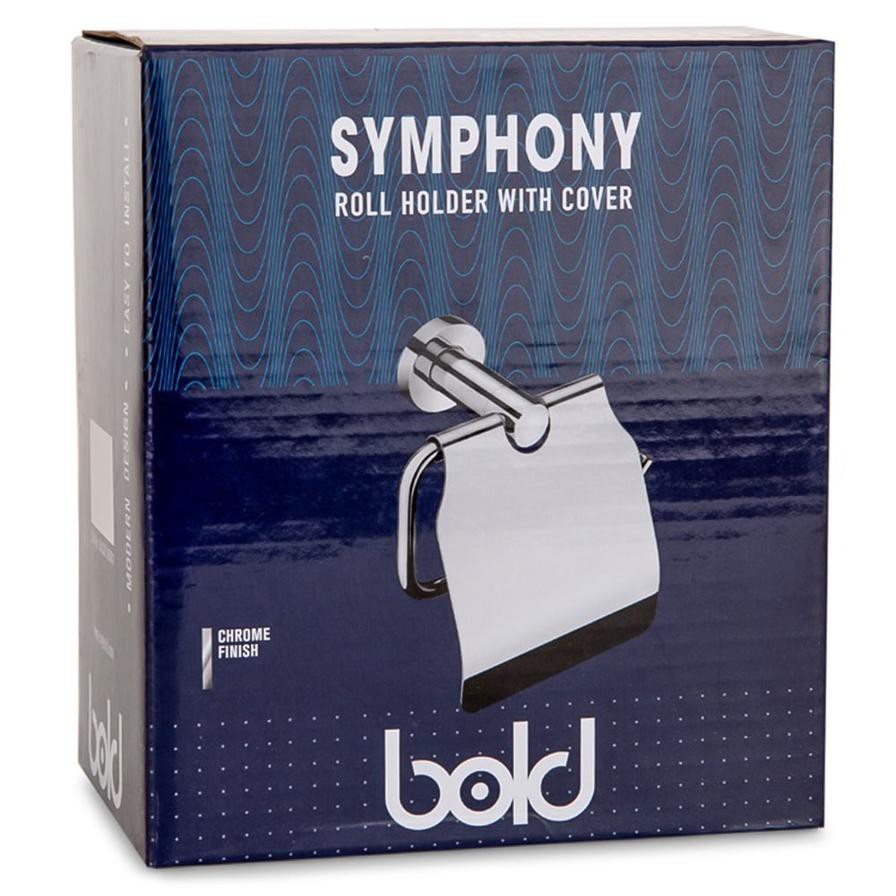 Bold Symphony Toilet Roll Holder with Cover (Silver)