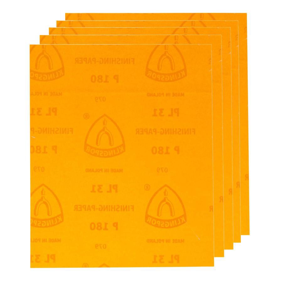 ورق صنفرة أكسيد ألومنيوم درجة خشونة 180 كلينجسبور (23 × 28 سم، 5 قطع)