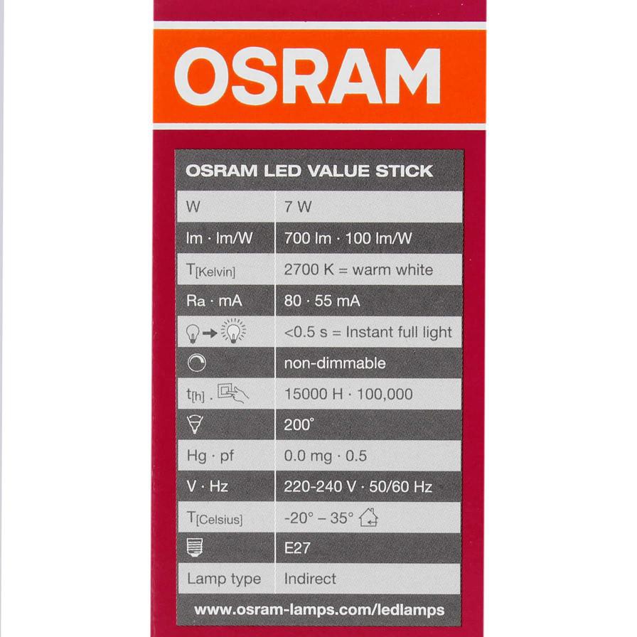 Osram LED Value Stick E27 LED Lamp (7 W, Warm White)