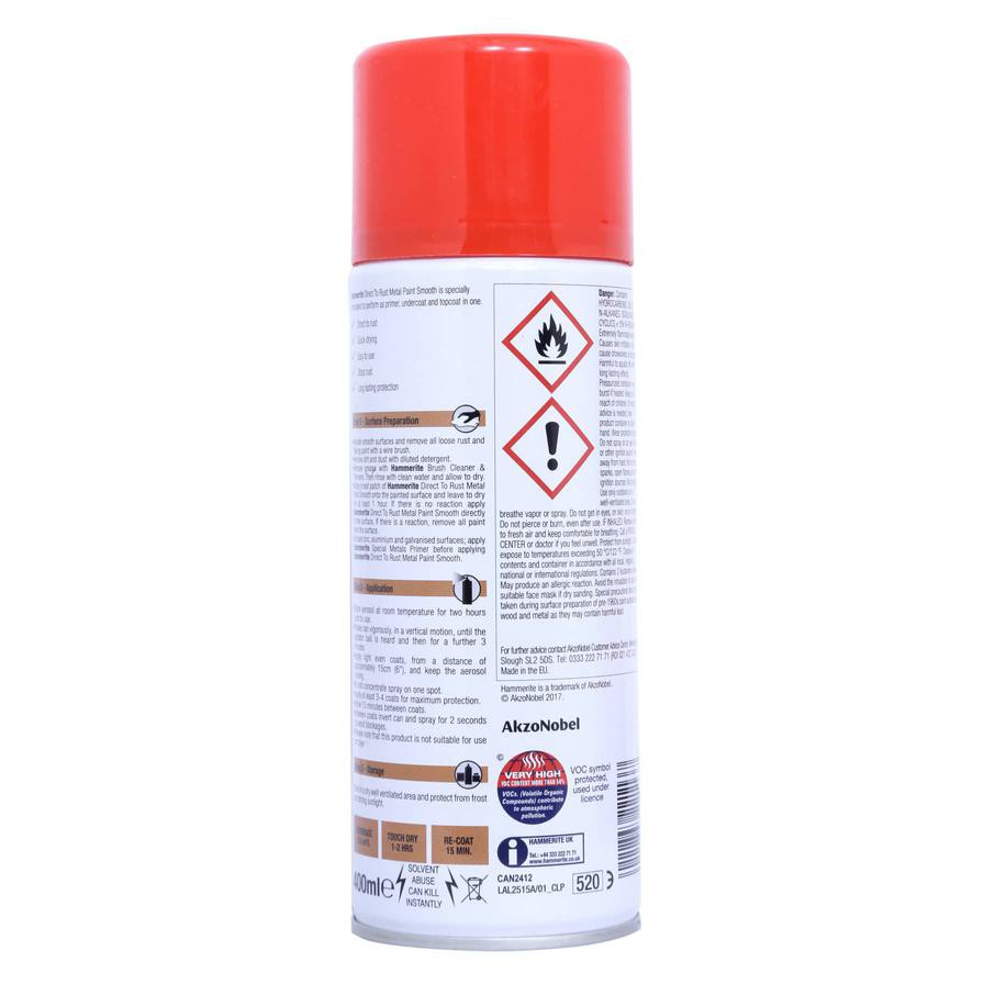 Hammerite Metal Spray Paint (400 ml, Smooth Red)