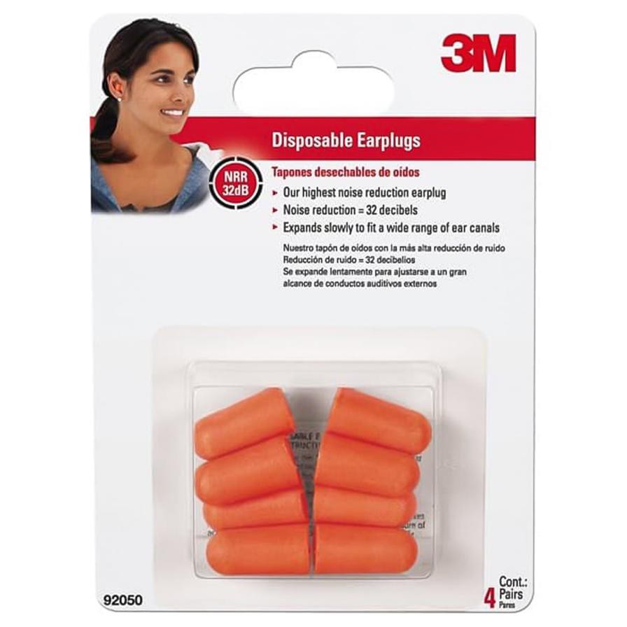 3M Disposable Earplugs (2 x 10 x 14 cm, Pack of 4, Orange)