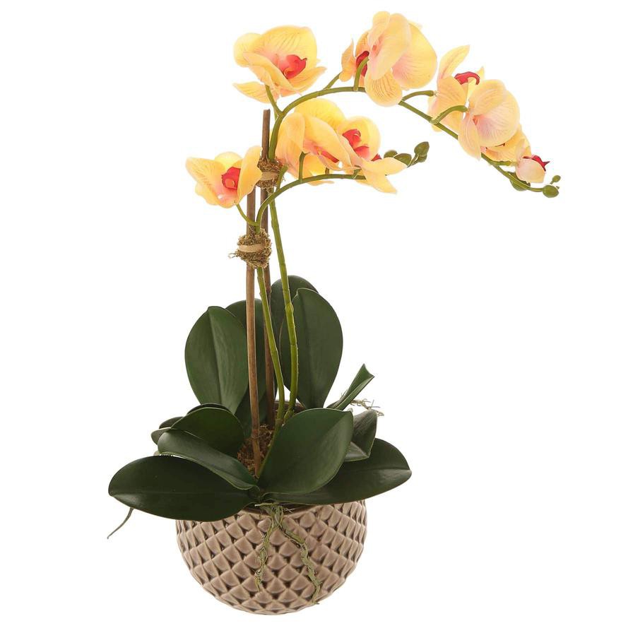 Artificial Orchid Plant (60 cm, Yellow)