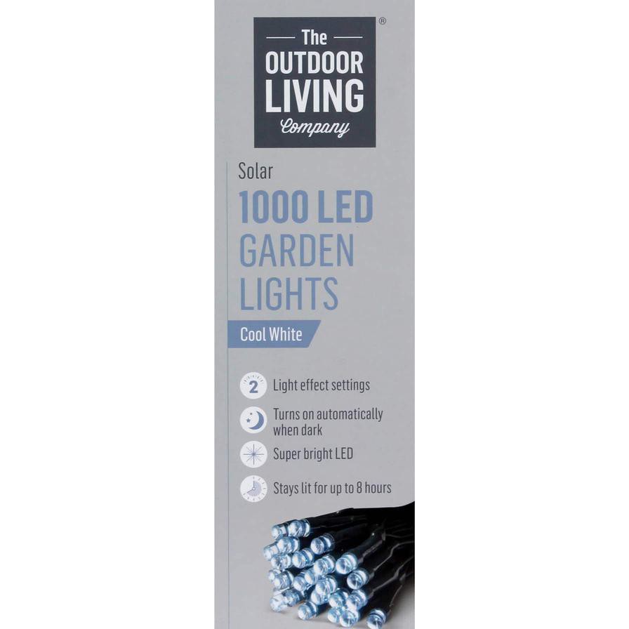 مصابيح حديقة 1000 LED تعمل بالطاقة الشمسية ذا آوت دور ليفينج كومباني (أبيض بارد)