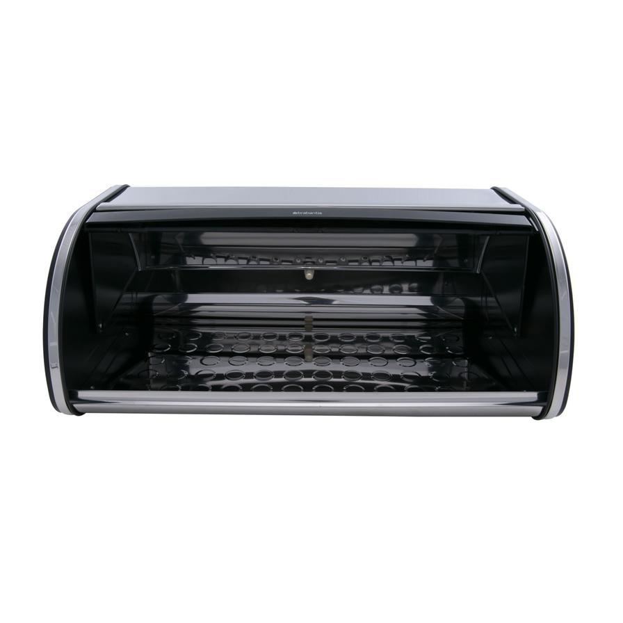 Roll Top Metal Bread Bin (27 x 45 x 18 cm, Brilliant Steel)