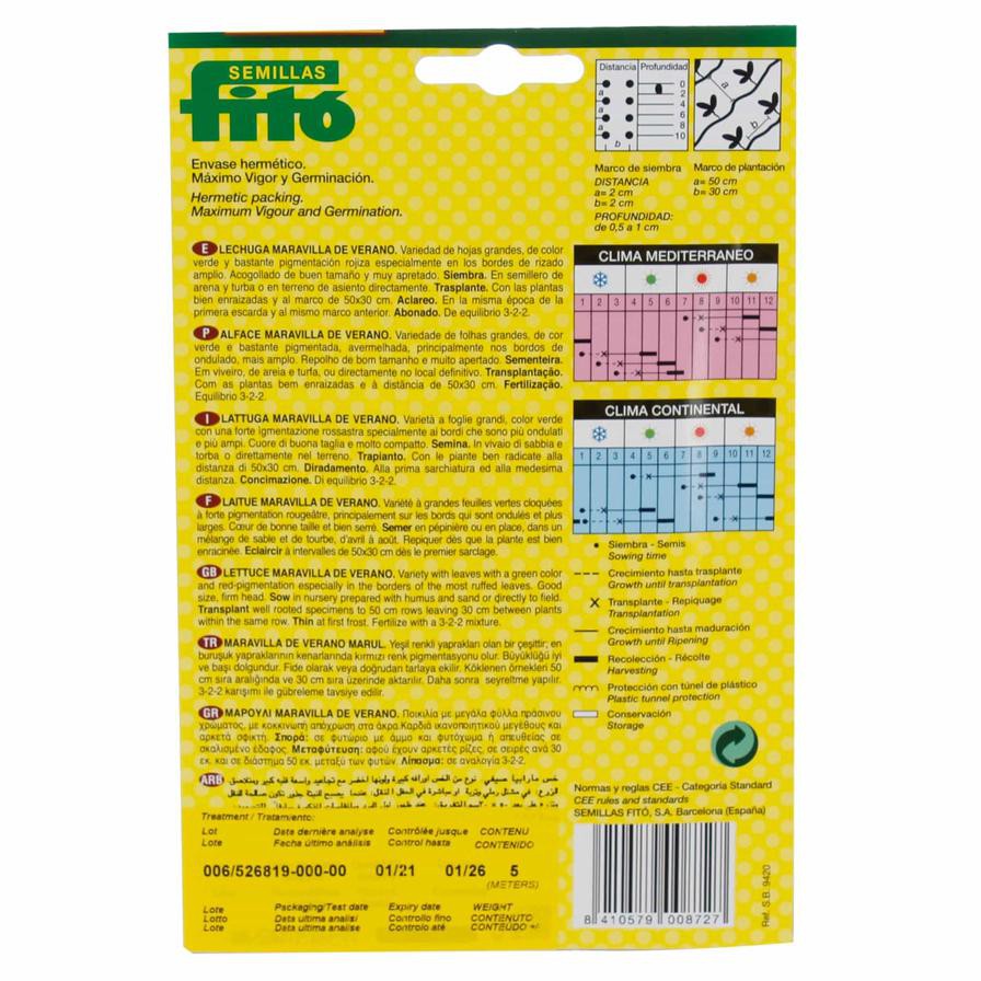 Semillas Fito Fast & Easy Maravilla Lettuce Seed Tape Pack