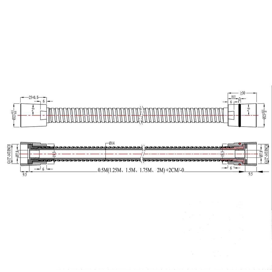 خرطوم دش ستانلس ستيل وبلاستيك PVC جود هوم (1250 × 14 ملم)