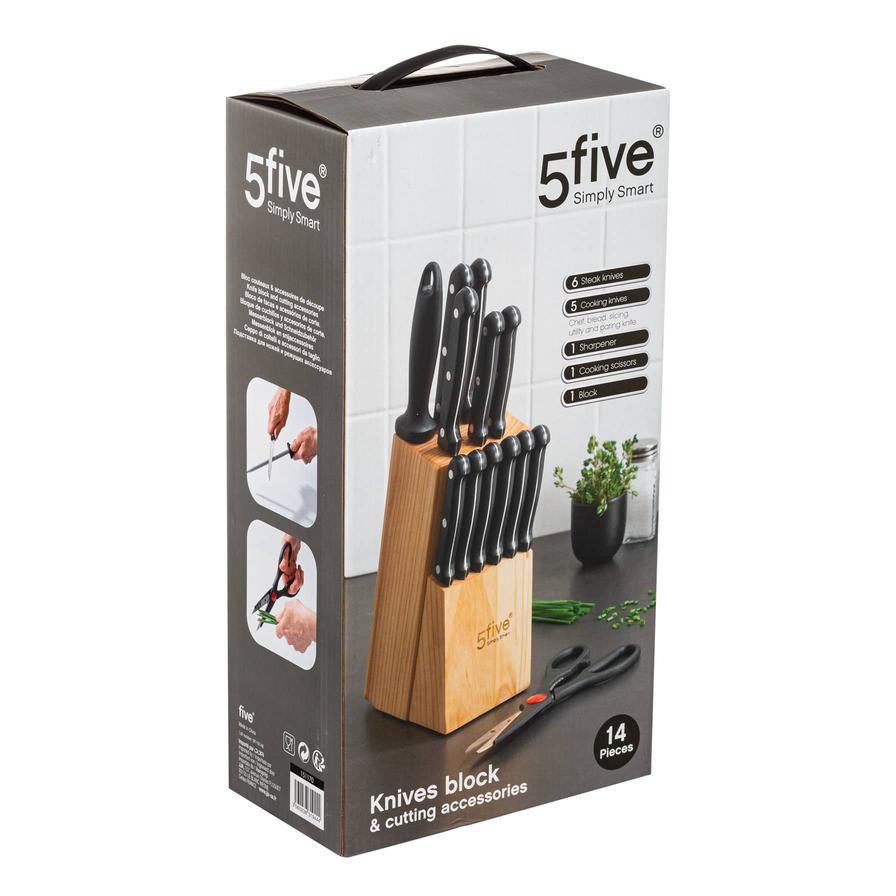 5five Knife Set W/ Wooden Stand (13 Pc.)