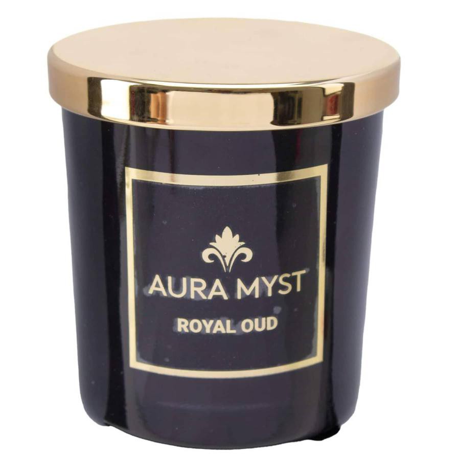 Aura Myst Glass Jar Candle W/ Lid (198 g, Royal Oud)