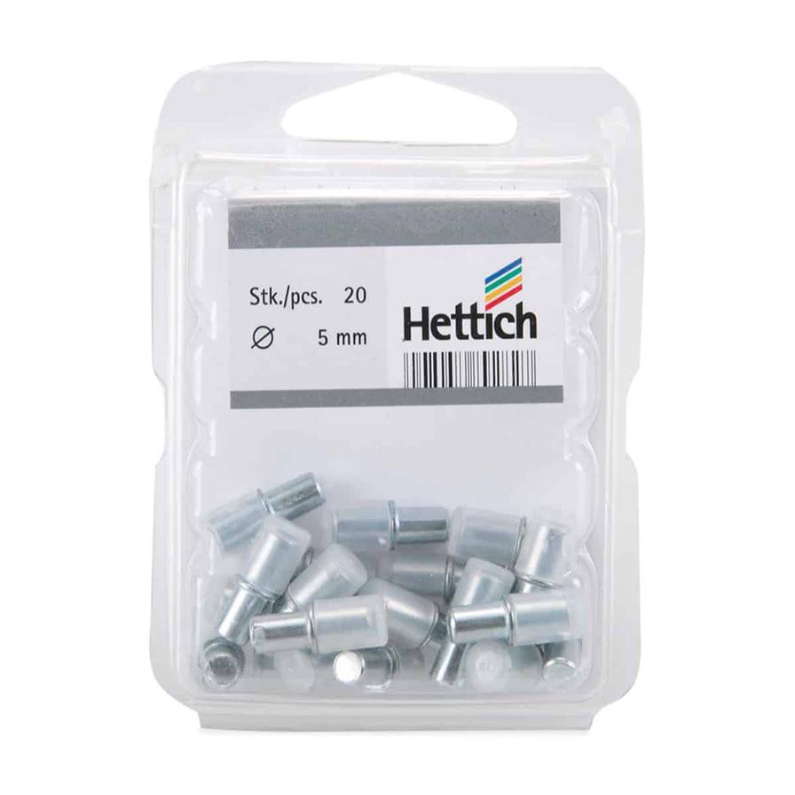 Hettich Chrome-Plated Glass Shelf Support (5 mm, Pack of 20)