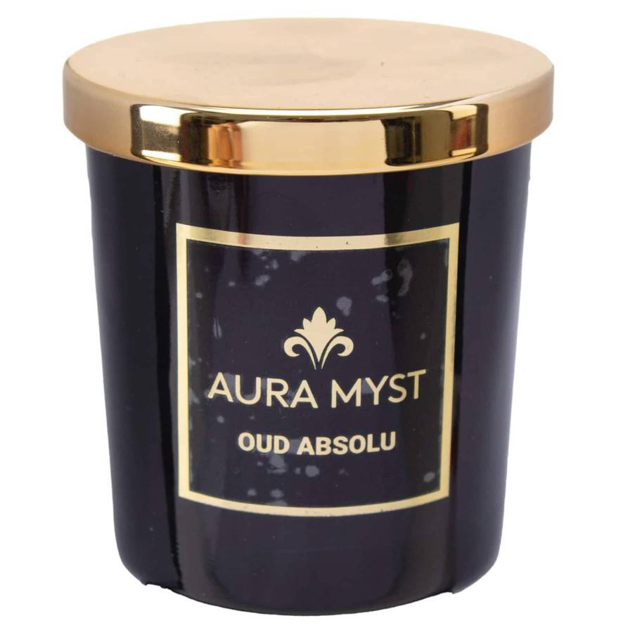 Aura Myst Glass Jar Candle W/ Lid (198 g, Oud Absolu)