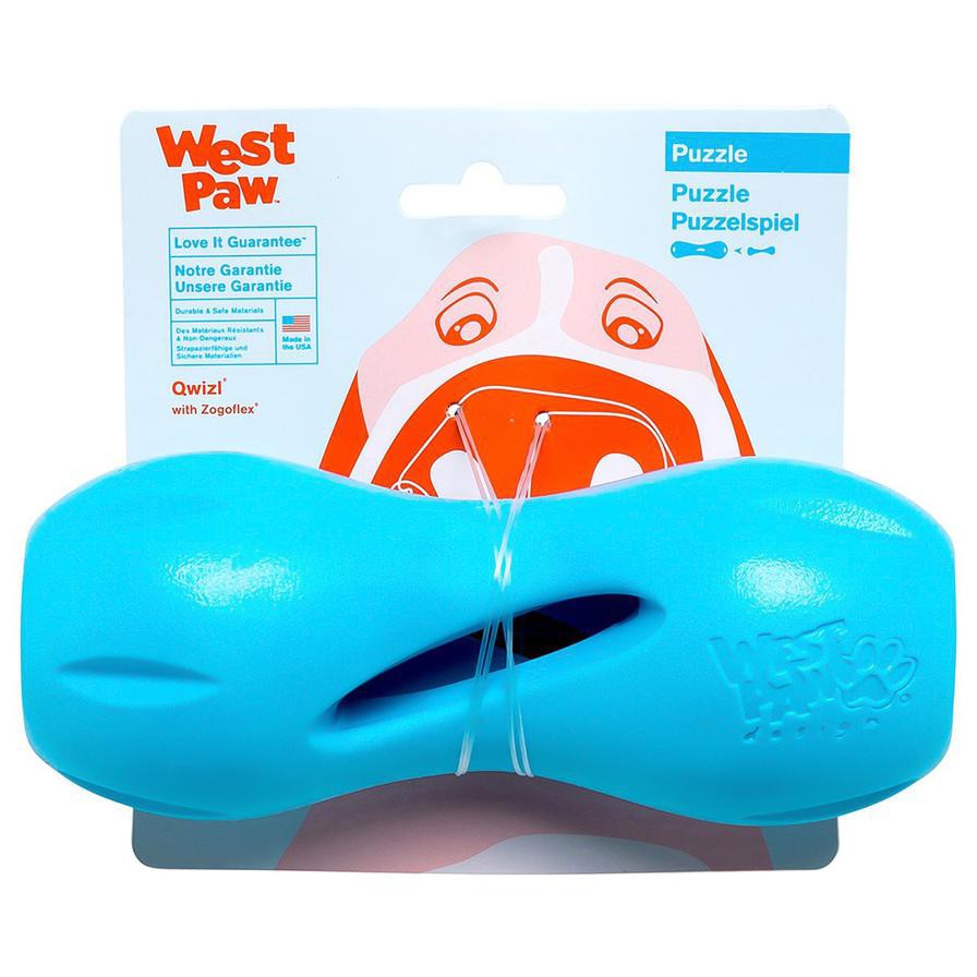 West Paw Qwizl Puzzle Treat Toy (Large, Blue)