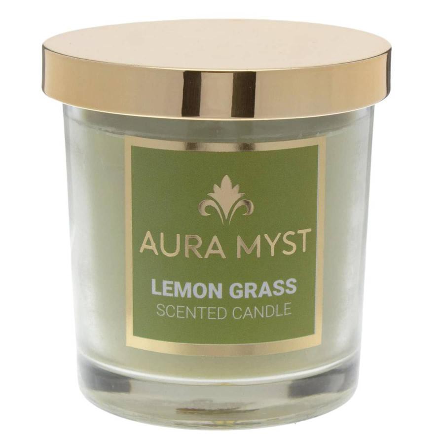 Aura Myst Glass Jar Candle W/Lid (128 g, Lemon Grass)