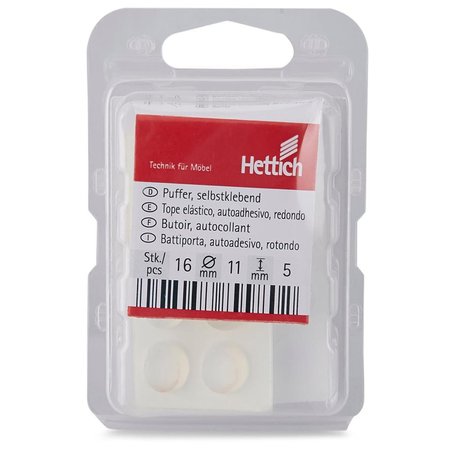 Hettich Round Stop Buffers (11 x 5 mm, Transparent, Pack of 16)