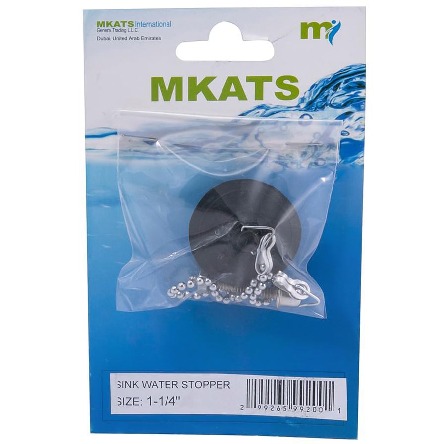 Mkats Sink Water Stopper (10.7 x 1.3 x 2.5 cm, Black/Silver)