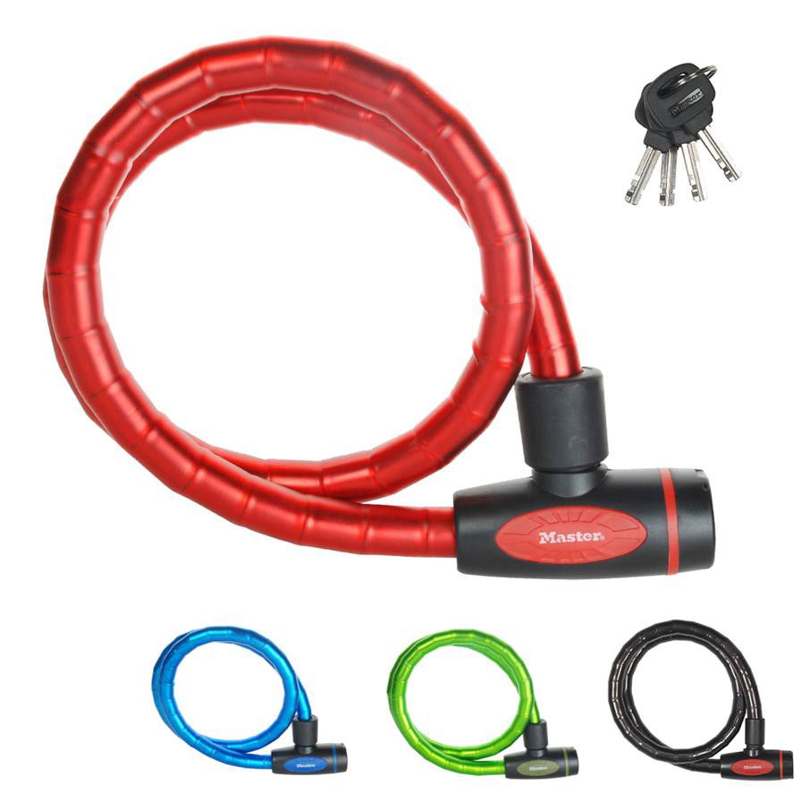 Master Lock Steel Bike Cable Lock W/Keys (1 m x 1.8 cm, Assorted Color)