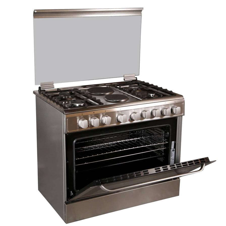 Hoover Freestanding 4-Burner + 2 Hot Plates Gas Cooker, FGC9042-3DEX (90 x 60 x 85 cm)