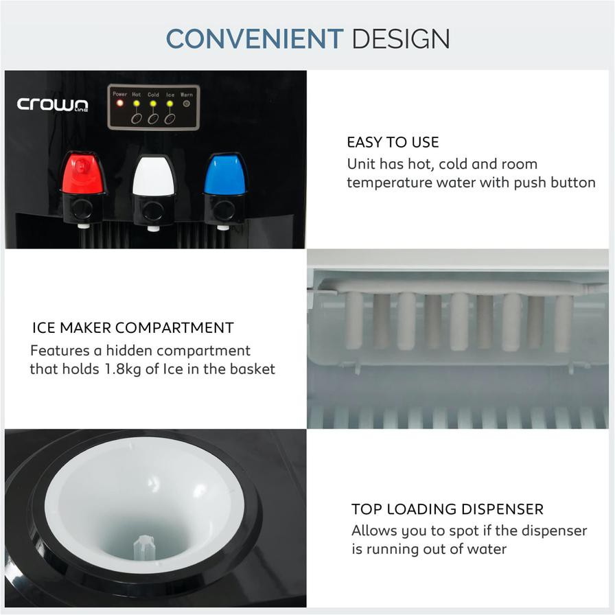 Crownline Top Load Freestanding Water Dispenser W/Ice Maker, WD-232 (4 L, 500 W)