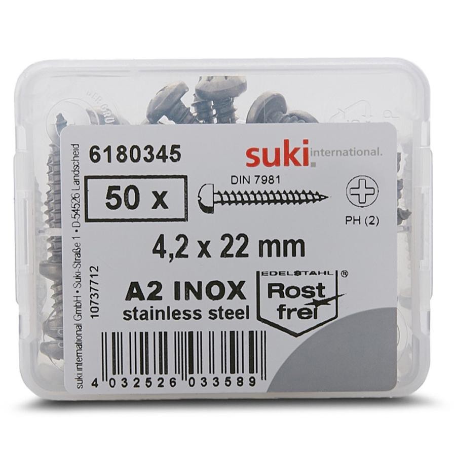 Suki Stainless Steel Self-Tapping Screws (4.2 x 13 mm, Pack of 50)