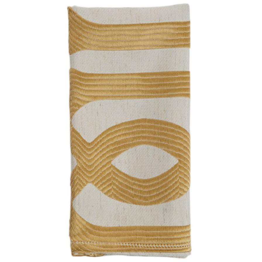 Living Space Lux Table Napkin (46 x 46 cm, Cream & Gold, 4 Pc.)