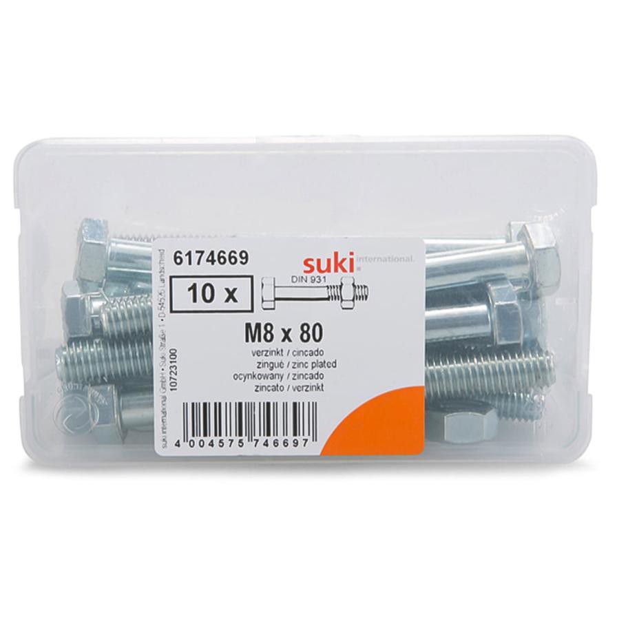 Suki  M8 x 80 Zinc Plate Hex Screws