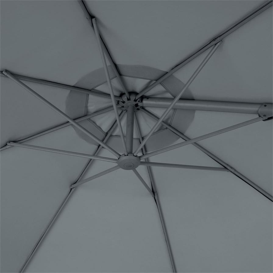 GoodHome Mallorca Aluminum & Polyester Overhanging Crank Parasol (2550 x 3460 mm)